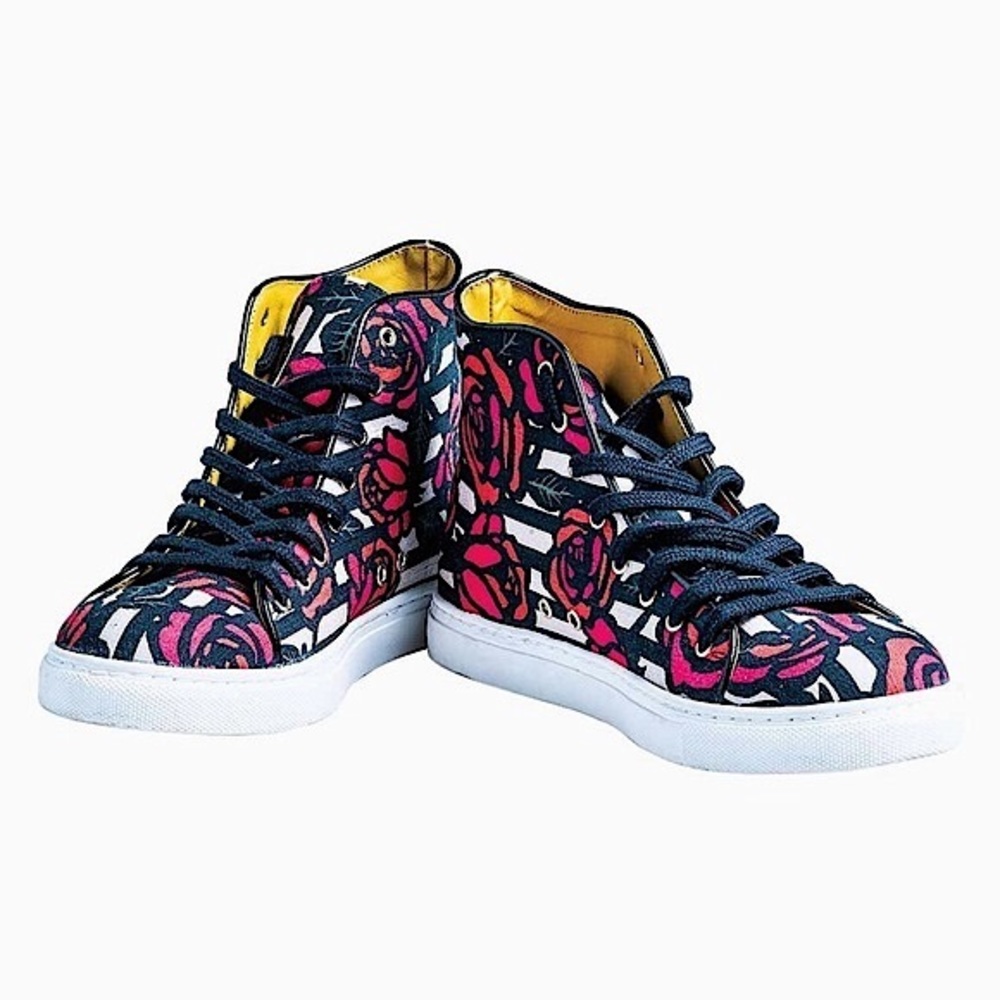 Charlotte Olympia Rose Print Canvas High-Top Sneakers